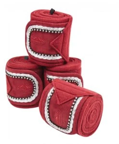 Weatherbeeta Fleece Bling Bandage 4 Pack (Maroon)