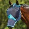 Weatherbeeta Comfitec Deluxe Fine Mesh Mask With Nose (Navy/Turquoise)