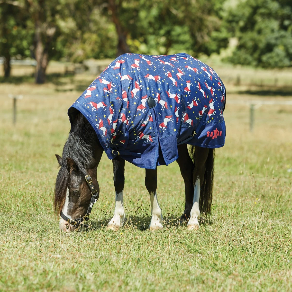 Saxon 600D Pony Combo Neck Medium (Blue Unicorn Print) - Image 2