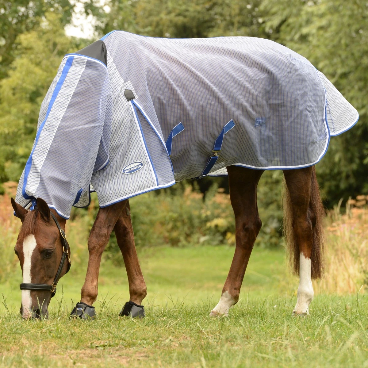 Weatherbeeta Comfitec Ripshield Plus Fly Rug With Ultra Belly Wrap Combo Neck(White/Blue)